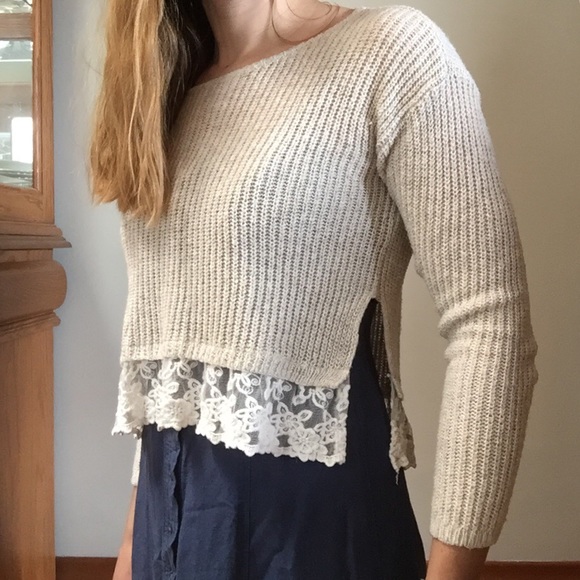 Abercrombie knit lace cropped sweater - Picture 4 of 7